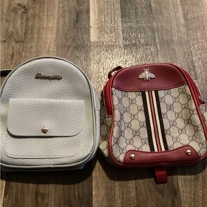 Designer Red and White Backpack Set